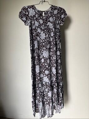 Rare Novella Royale Navy & Light Blue Floral Puff Sleeve Dress XS